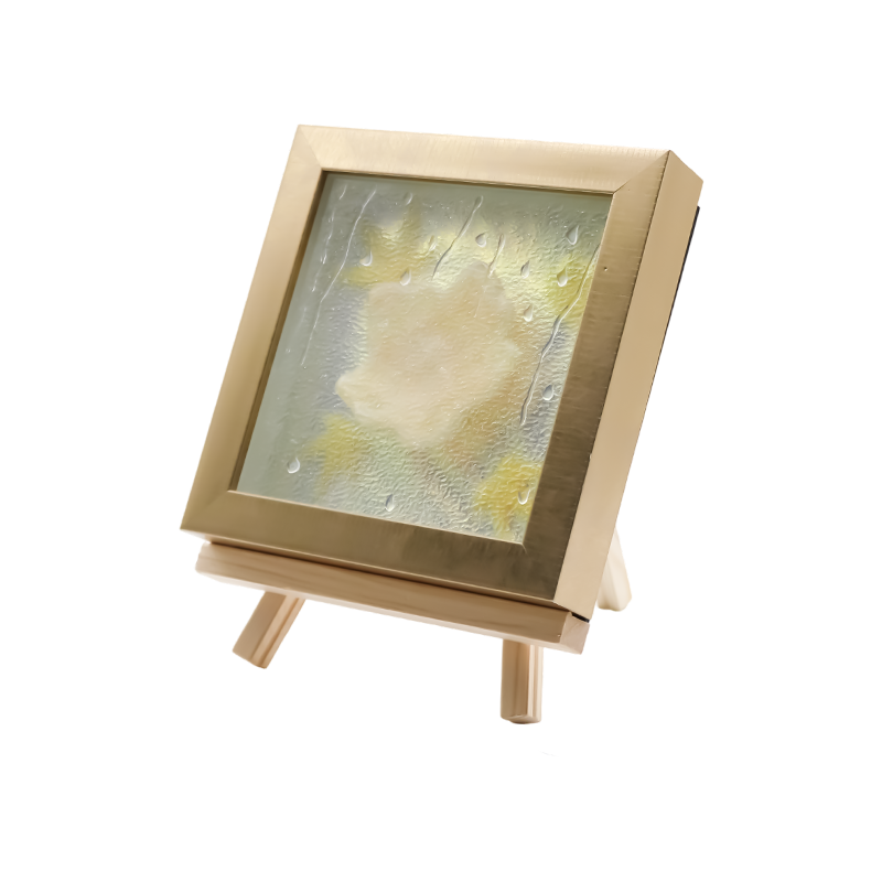 Luce quadrata gialla chiara con foglia d'acero - Maple Frost