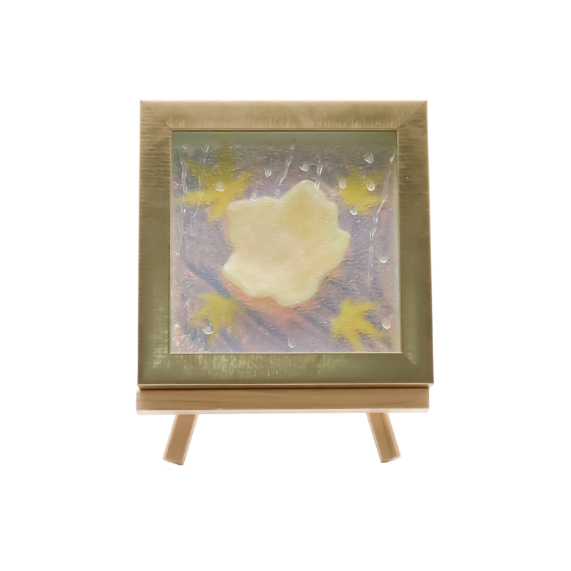 Luce quadrata gialla chiara con foglia d'acero - Maple Frost