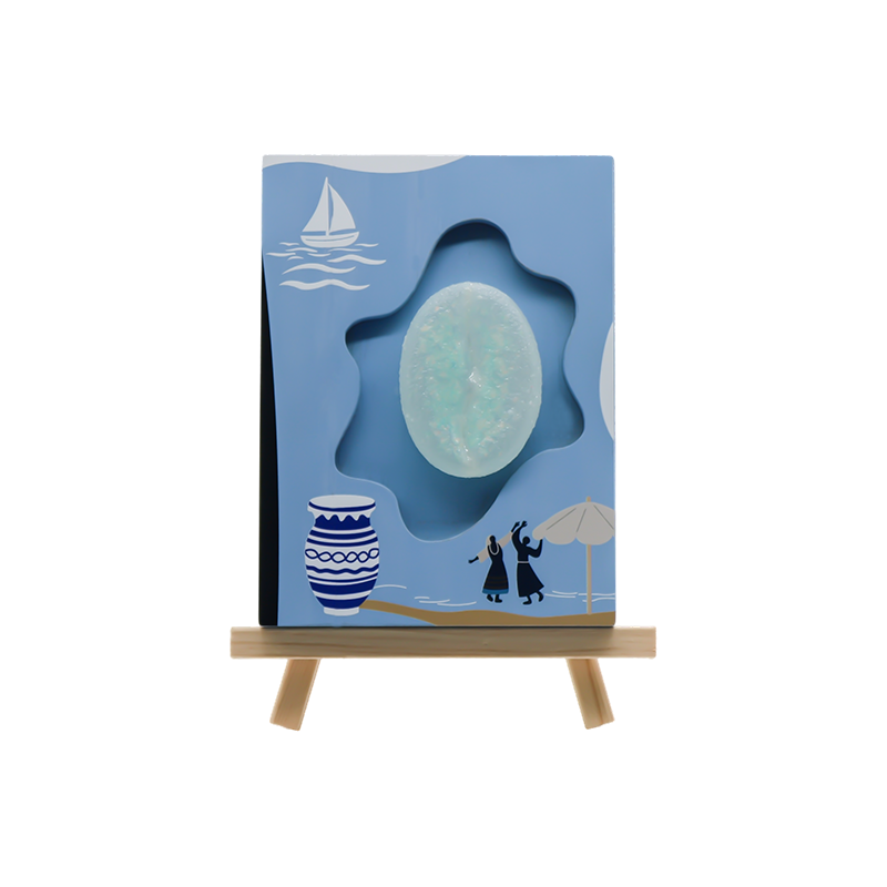 Lampada artistica in legno a rilievo con chicchi di caffè Ocean Wind Turing, luce dell'amore del mare
